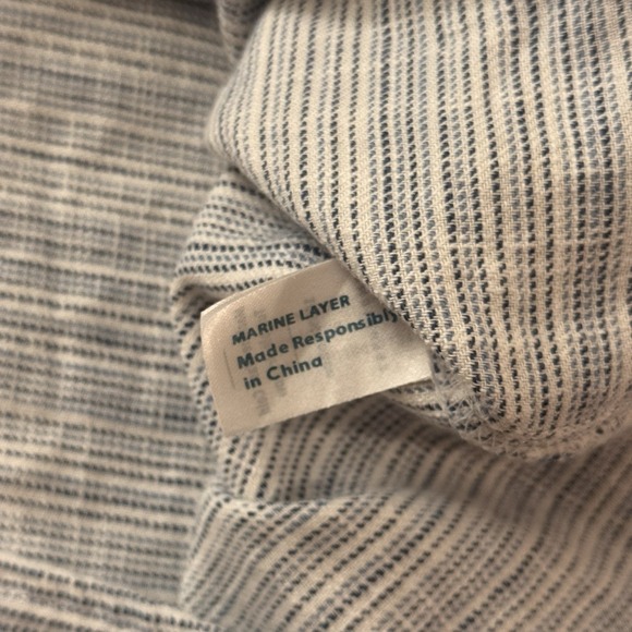 Marine Layer Mens Medium Short Sleeve Button Up Shirt Striped Pocket - Picture 7 of 9